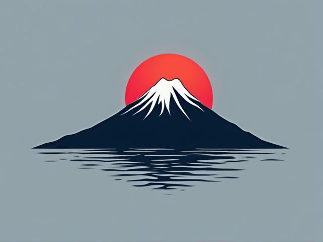 富士山と波をモチーフにしたミニマルなロゴデザイン